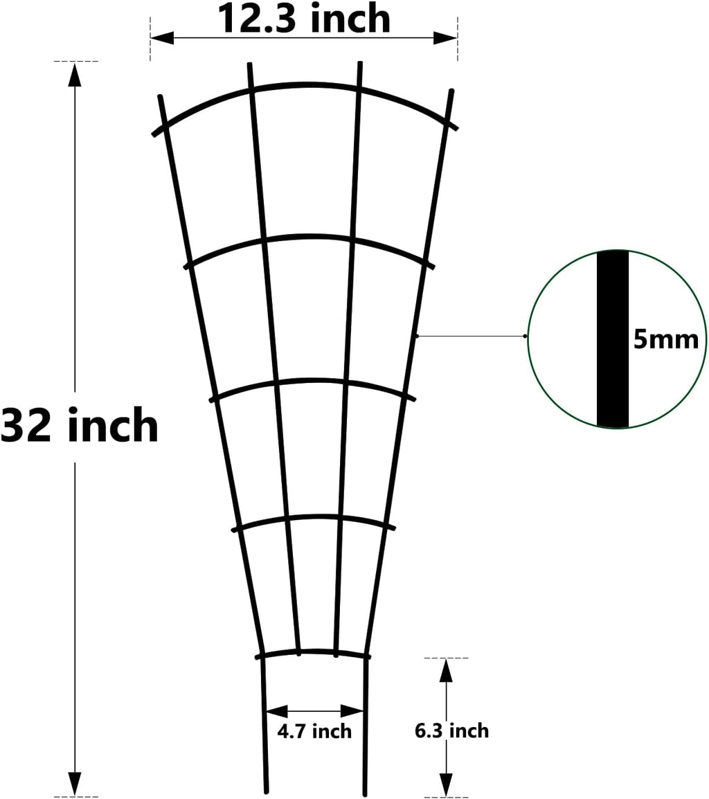 32" Metal Plant Trellis, Climbing Plant Support, 4 Pack (Black) | Rust-resistant coating | Sturdy metal frame | Easy installation | Indoor outdoor use | Roses, vines, flowers & vegetables - view 7