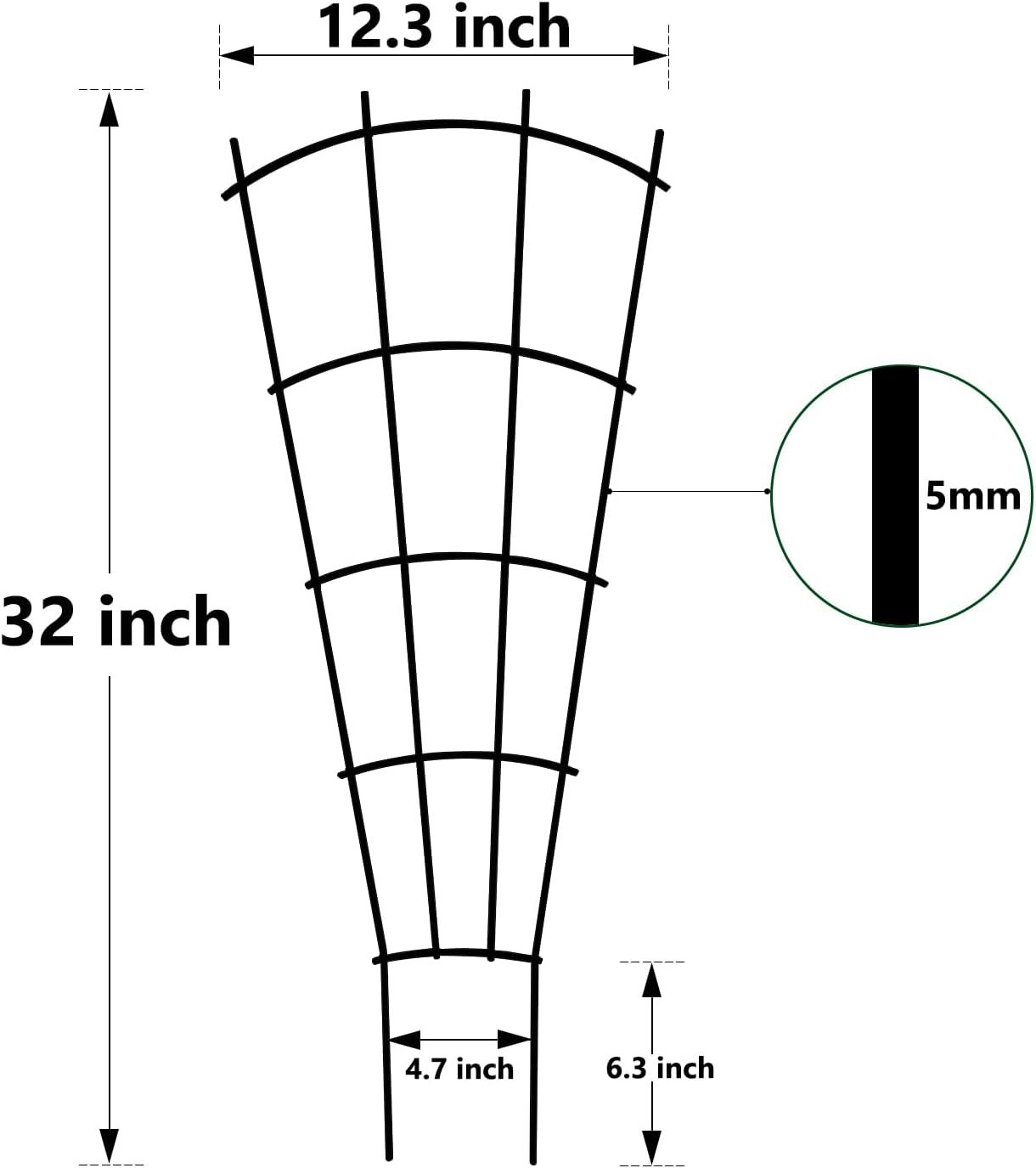 32" Metal Plant Trellis, Climbing Plant Support, 4 Pack (Black) | Rust-resistant coating | Sturdy metal frame | Easy installation | Indoor outdoor use | Roses, vines, flowers & vegetables - view 7