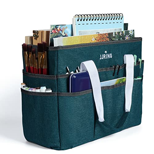 Craft Organizer Tote Bag Large Art Storage Caddy Bluish Green