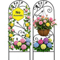 2 Pack Garden Trellis for Climbing Plants 47" x 16" Black Iron Potted Support Vines Metal Wire Plant Trellis for Climbing Vegetables Flower Patio Roses Cucumbers Supports