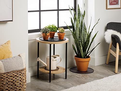 15" Plant Mats/Coasters - for Floor Protection from Planter Spills, leaks and Soil (8A15CST2PKBK)- Black (2-Pack) - view 5
