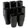 Square Nursery Pots - Seedling Planters with Drainage Holes - Versatile Pots for Plants & Succulents - Space-Saving Stackable Planters - 2.6 in, Pack of 150, Black