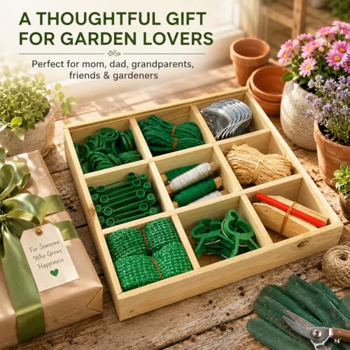 Gardening Gifts for Women Men, 9-Compartment Wooden Garden Accessory Box with Clear Lid, Gardener’s Essentials Organizer, Garden Tools Gift for Mom Dad Grandparents Garden Lovers - view 4