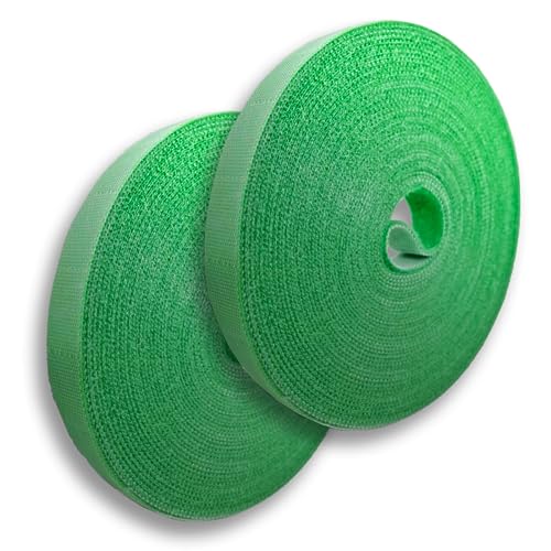 Garden Tie Green Strap Plant Supports Gentle on Plants Pre-Cut Design Tearable Reusable Sturdy Multi-Purpose for Home Garden Balcony Office (32.8ft × 0.6 inch, 2 Rolls)