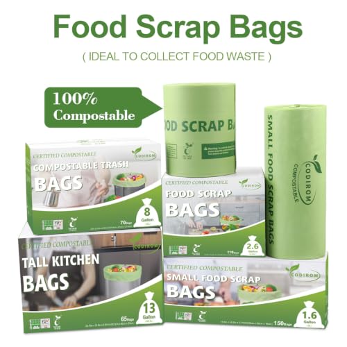 1.6 Gallon Compostable Trash Bags, 150 Count Kitchen Food Scrap - view 7