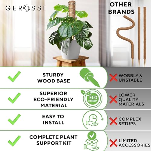 Premium Moss Pole for Plants 4-Pack - 48 Inch Sturdy Plant Support Stakes - 16.5" Extendable Poles for Monstera & Climbing Plants - 100% Natural Sticks - Complete Kit w/Ties, Hook & Loop Tape & Rope - view 5