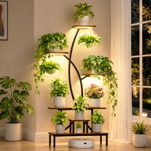 Plant Stand Indoor with Grow Lights - Tall Indoor Plant Shelf