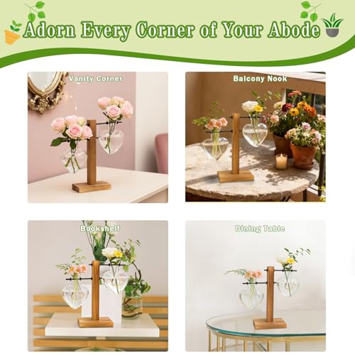 Plant Propagation Station Terrarium Wooden Stand 2 Love Bulb Vase - view 6