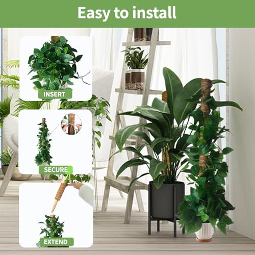 Moss Pole Monstera Plant Support: 4 Pack 16 inch Stackable Coco Coir - view 5