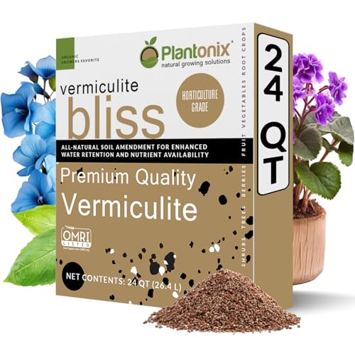 Vermiculite Bliss (24 Qts) - Organic Vermiculite for Gardening - 100% Natural Soil Amendment - Bulk Vermiculite for Plants, Potting Soil, & Seed Starting - Mixes with Garden Soil & Perlite for Plants