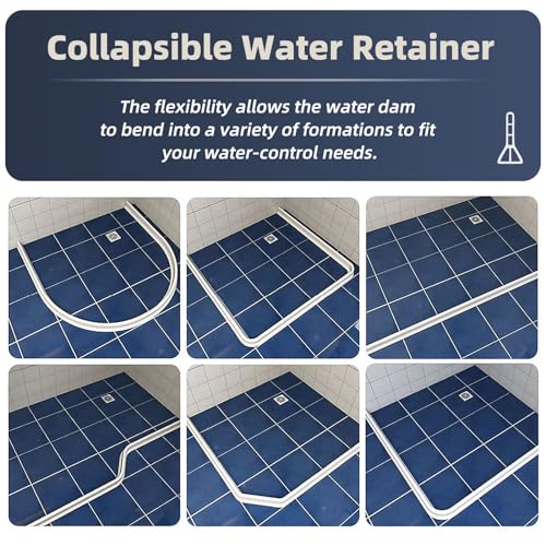 (Upgraded) 3” High Shower Threshold Water Dam 122 Inch Collapsible Shower Water Stopper Water Barrier Shower Water Guard Dry and Wet Separation for Bathroom Kitchen and More(10ft) - view 5