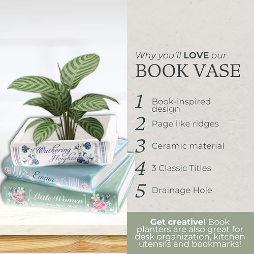 Steel Mill & Co. Book-Shaped Ceramic Decorative Planter, Classic Titles - view 3
