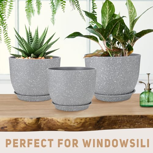 12/10/9 Inch Indoor Large Planter with Drainage & Saucers for Plants - view 5