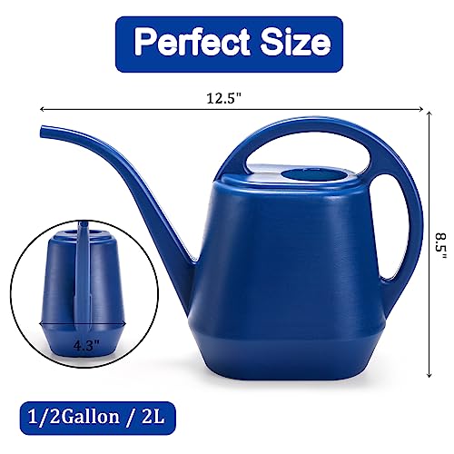 Watering Can, 1/2 Gallon Plastic Watering Cans with Comfortable Handle, Small Garden Watering Cans Long Spout for Indoor Outdoor Watering Plants, Blue - view 2