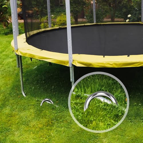 Trampoline Stakes High Wind Ground Stakes, Heavy Duty Trampoline Anchors Tent Stakes, Galvanized Steel Wind Stakes Fence Stakes for Trampoline Fence (Silver 8pcs 10inch) - view 4