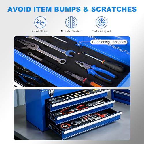 Metal Tool Box, 20.5-inch, Portable Metal Tool Box with 3 Drawers - view 4
