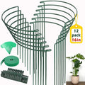 12 Pack Plant Support Stake Peony Cages, 16 Inch Peony Supports for Outdoor Plants, with 15 Pcs Plant Labels, 20 Pcs Plant Clips, 7ft Plant Ties