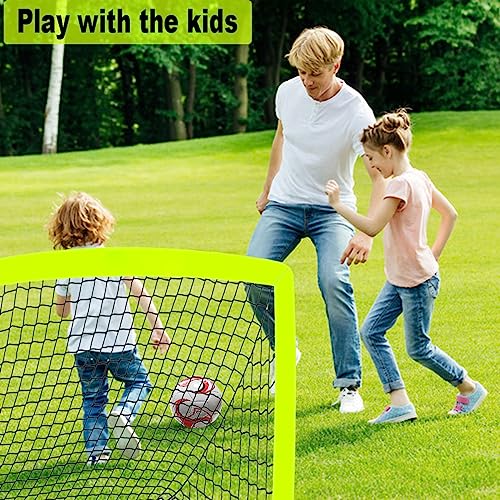 2 Pack 4'x3' Kids Soccer Goals, Durable Pop Up Soccer Net Set with Size 3 Ball, Pump, 8 Cones & Carry Bag, Portable Backyard Training Equipment for Toddler Youth - view 5