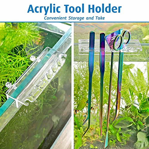 6-in-1 Long Aquarium Aquascaping Tools Kit, Color Stainless Steel Premium Aquatic Plant Tweezers Scissors Spatula Kit Comes with 1 Tool Holder and 1 Cleaning Cloth, for Fish Tank Starters - view 5