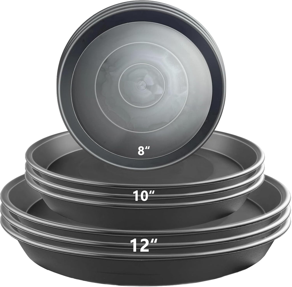 9 Pack Black Plant Pot Saucers, 8 10 12 Inch Heavy Duty PP Trays | Plant Watering Trays for Indoor & Outdoor Flower Pots - view 8