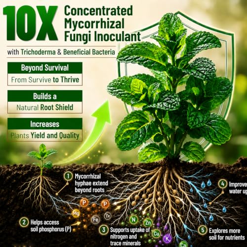 Mycorrhizal Fungi Inoculant with Trichoderma & Bacillus Subtilis, Concentrated Soil Activator for Stronger Roots, Bigger Growth & Higher Yields, Organic Mycorrhizae for Indoor & Outdoor Plants, 8oz - view 2