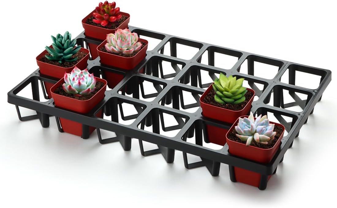 10 Pack Nursery Pots Trays (17"x11"x2"), Plastic Flat Seed Starter Trays, Durable Carrying Seedling Starter Tray, Reusable Tray for Planting and Collecting Drainage Water (Black) - view 2