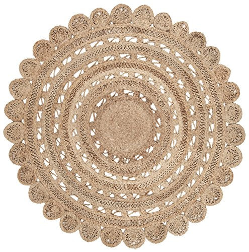 Natural Fiber Round Rug 8', Jute Textured Natural NF805B - view 3