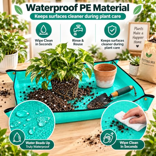 Repotting Mat for Indoor Plants, PE Potting Tray for Soil Change,39.4x39.4 - view 4