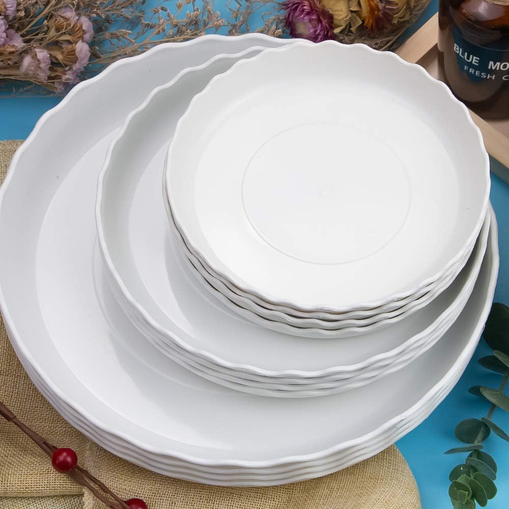 12 Pack Plastic White Round Wave Plant Saucer,Durable Heavy Duty Flower Plant Pot Drip Tray Container for Home Garden Indoor and Out Door Plant (6 Inch/8 Inch/10 Inch) - view 6