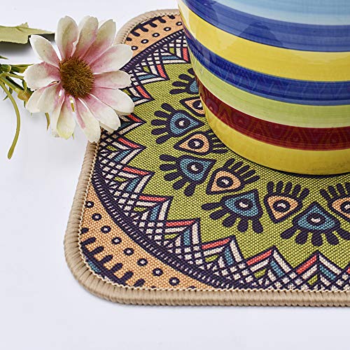 Colorful Boho Plant Pot Mat Set of 6 Absorbent Plant Pad Mat Non Slip Planter Pot Mat Flower Pot Mat for Table Desk Floor 8.5 Inch - view 2