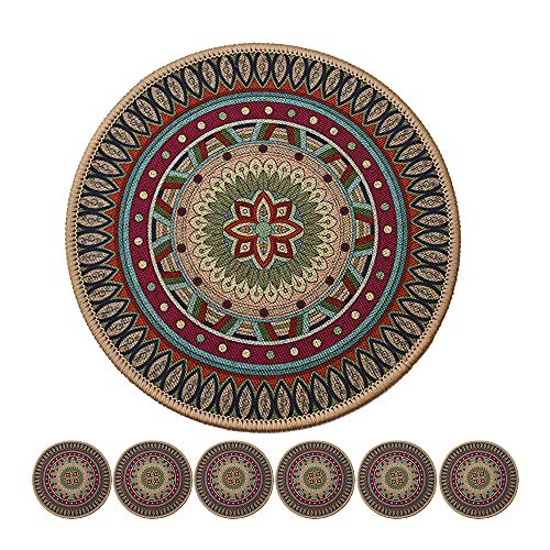 Colorful Boho Plant Pot Mat Set of 6 Absorbent Non Slip for Table Desk Floor 8.5 Inch