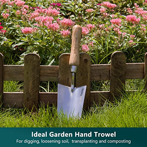 Gardening Hand Tool Set - 3PCS Stainless Steel Garden Tool Kit Multifunctional Tool with Wooden Handle Trowel, Fork & Weeder for Weeding Planting Transplant, Ideal Garden Gift for Women&Men - view 7