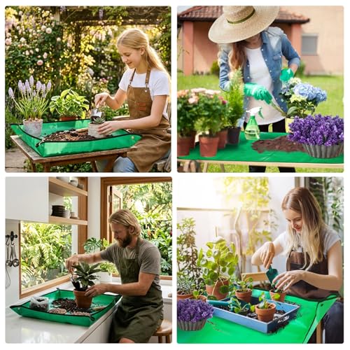 Thickened Waterproof Repotting Mat for Plant Transplanting, Green 30x30 - view 6