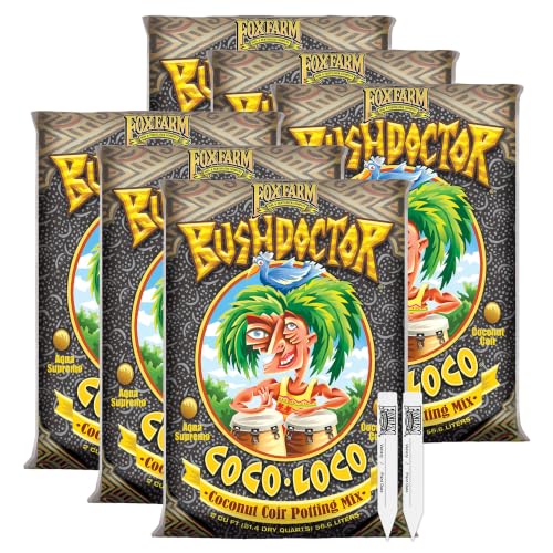 BushDoctor Coco Loco Potting Mix with 2 Plant Tags, 2cu ft (6 Pack)