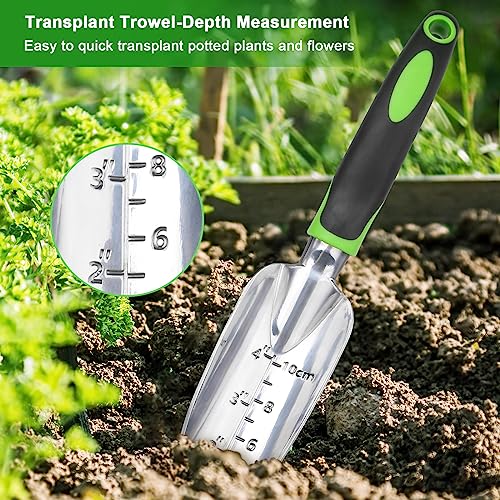 Garden Tools Set, 3 Pack Garden Shovel, Transplant Trowel, Hand Rake Green - view 5