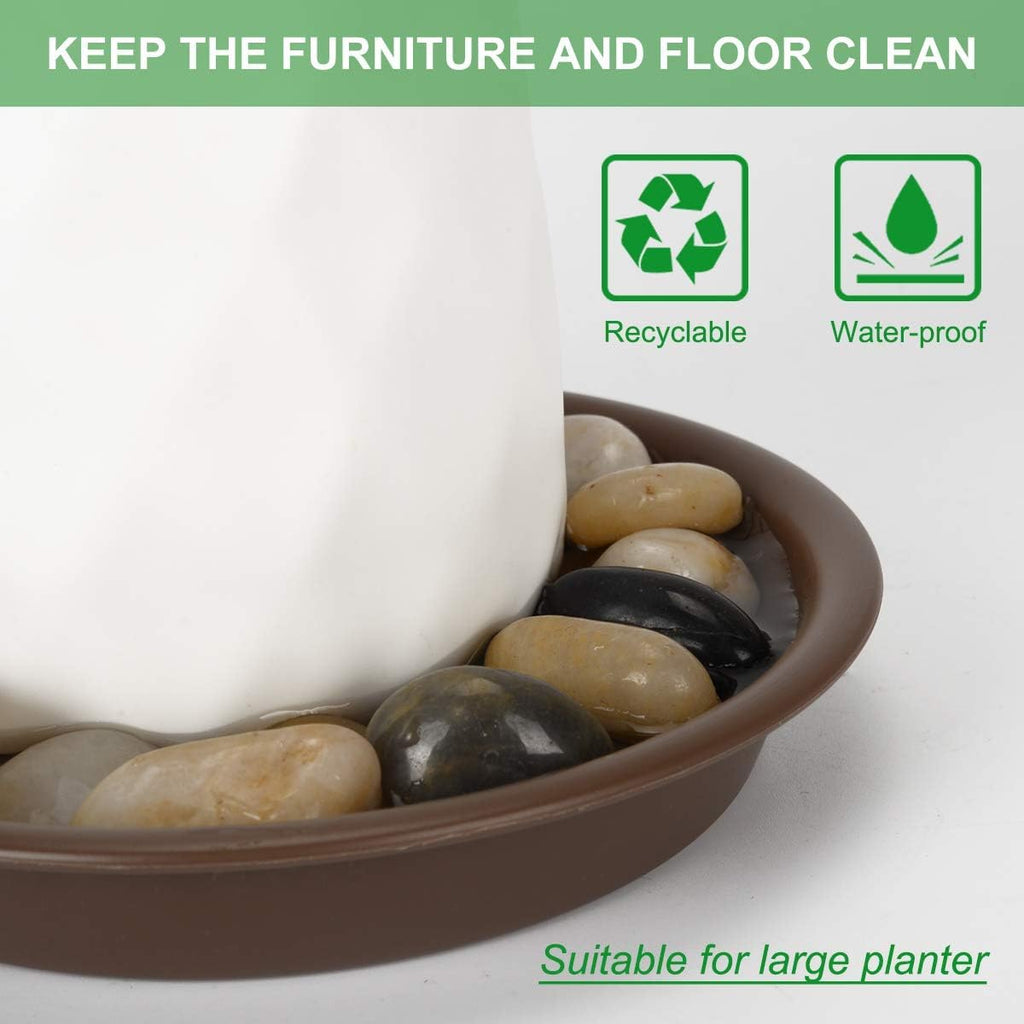 Plant saucer 10 inch, heavy large planter durable thicker plastic plant trays for indoors and outdoor, plant saucer drip trays, brown (10" - 3 pack) - view 6