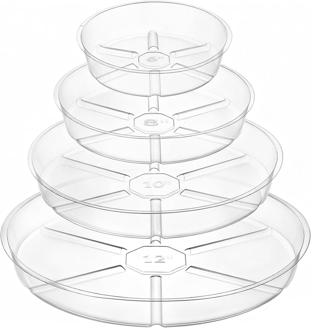 24 Pack Clear Plant Saucer Drip Trays, 6/8/10/12 Inch Plastic Plant Water Catcher Trays Flower Pot Saucers for Indoor Outdoor Plants, Round, 4 Sizes - view 2