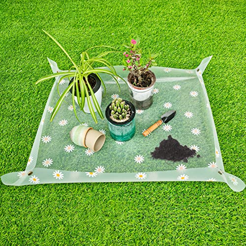 Repotting Mat for Indoor Plants Waterproof Clear Potting Mat Foldable Plant Potting Repotting Tray Portable Gardening Tray for Indoor Potting Soil, House Plants Orchid,Succulents 31.5 x 23.6