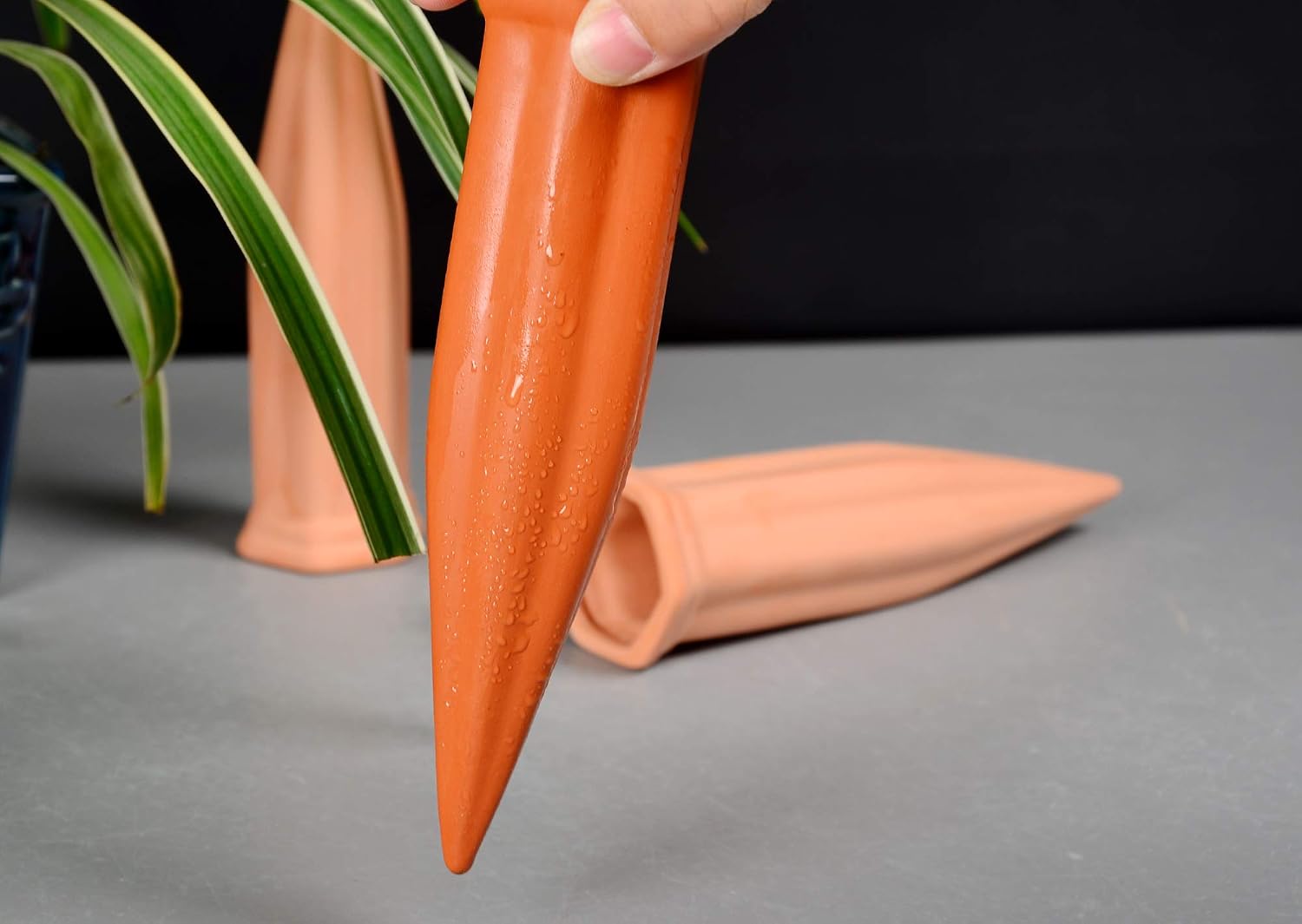 Ceramic Plant Waterer Set of 6 Pack Terracotta Self Watering Spikes,Wine Bottle Plant Watering Devices for Vacation (6Pack) - view 6