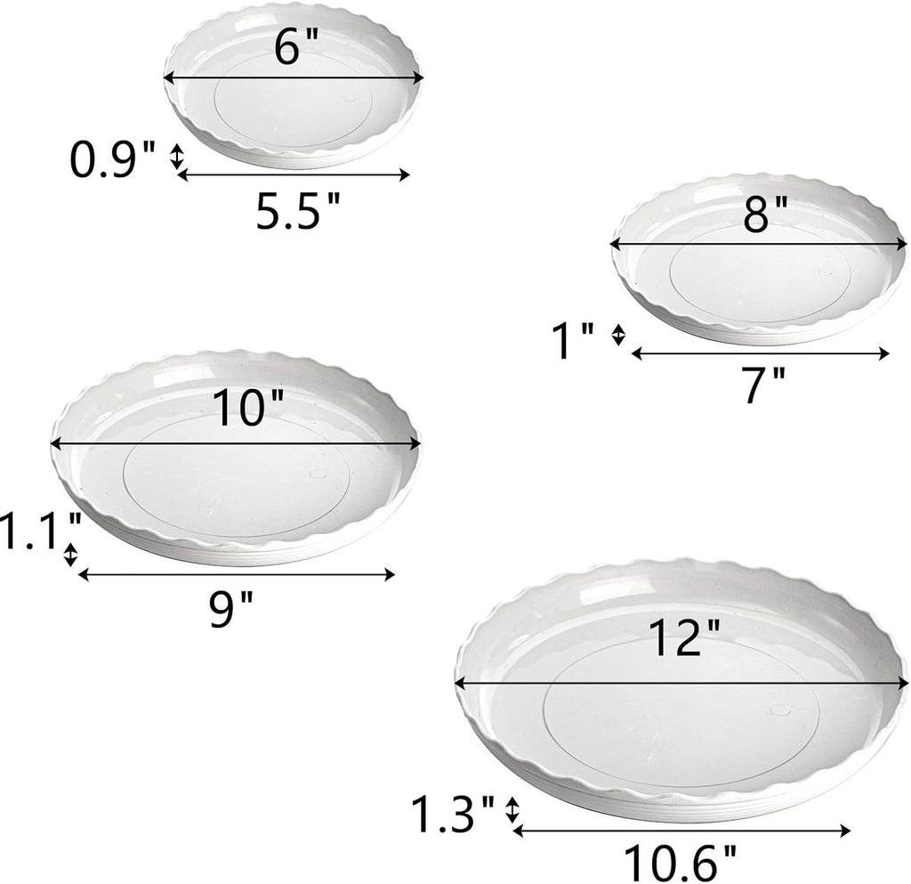 24 Pack Plastic Plant Saucer, Heavy Duty Plant Trays for Pots, Wave Plant Water Catcher Tray for Indoor Outdoor Home Garden Plants (6 Inch/ 8 Inch/ 10 Inch/ 12 Inch) - view 2