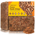 Coco Husk Chips 2s Brick Expands Upto 14 Quarts Coconut Coir Chip 2.2lb, Perfect for Plants, Gardening, Potting Soil Mix, Orchid Bark Alternative-OMRI Certified, Low EC, Balanced pH