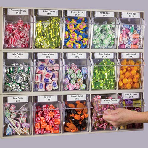 TiltView Plastic Storage Cabinet with 5 Tilt Out Bins, Horizontal Plastic Parts Organizer, Teacher Toolbox, and Office Supply Organizer, 23-5/8" W x 6-1/2" H x 5-5/8" D, Stone - view 4
