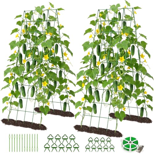 59" H Cucumber Trellis, 2 Pack Foldable A Frame Garden Trellis