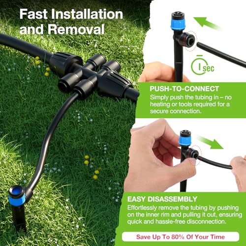 Greenhouse Micro Drip Irrigation Kit Automatic Irrigation System Patio Misting Plant Watering System with 1/4 inch 1/2 inch Irrigation Tubing Hose Adjustable Nozzle Emitters Barbed Fittings - view 3