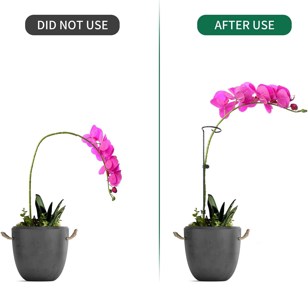 12 Pack Plant Support Stakes with 24 Pcs Plant Clips, Garden Single Stem Support Stake, Plant Cage Support Ring for Indoor Outdoor Flowers Rose Amaryllis Tomatoes Peony Lily Orchid (16 Inch) - view 3