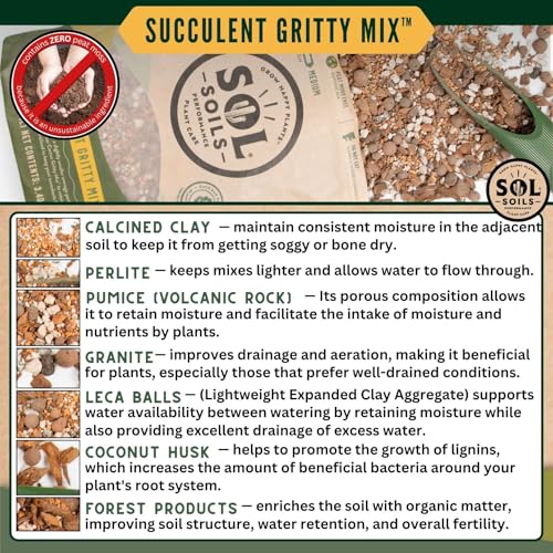 Succulent Gritty Mix - Fast Draining, Peat Moss Free, Perlite - 2 Quarts - Coconut Husk, Pumice - view 4