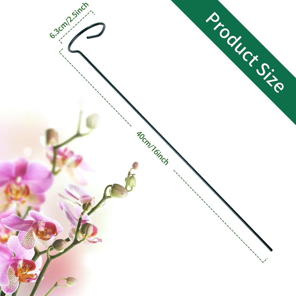 12 Pack Plant Support Stakes with 24 Pcs Plant Clips, Garden Single Stem Support Stake, Plant Cage Support Ring for Indoor Outdoor Flowers Rose Amaryllis Tomatoes Peony Lily Orchid (16 Inch) - view 2