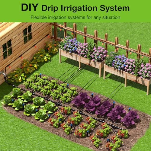 Greenhouse Micro Drip Irrigation Kit Automatic Irrigation System Patio Misting Plant Watering System with 1/4 inch 1/2 inch Irrigation Tubing Hose Adjustable Nozzle Emitters Barbed Fittings - view 5