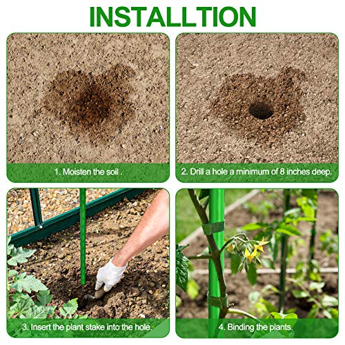 Garden Stakes 48 inch 4ft Sturdy Tomato Stakes, Plant Stakes for Outdoor Plants, Metal Plant Support Sticks for Gardening, Pack of 30 - view 6