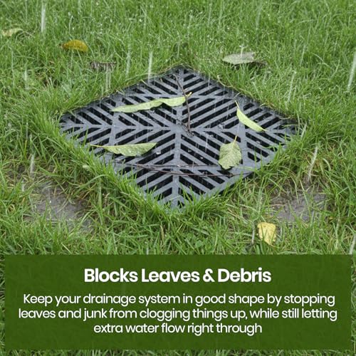 2 Pack 12 Inch Catch Basin Drain Grate, Fiberglass Reinforced Polyethylene Square Drain Cover for Yard Patio Driveway Drainage, Black - view 3